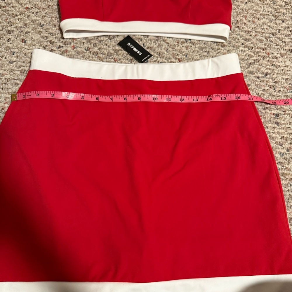NWT Express Skirt Skort Two Piece Set Red White- Size Small Medium - Picture 3 of 9